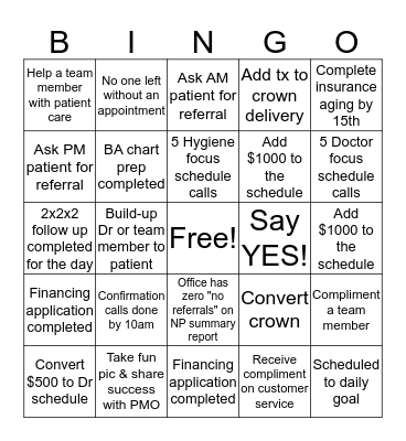 Business Assistant Bingo Card