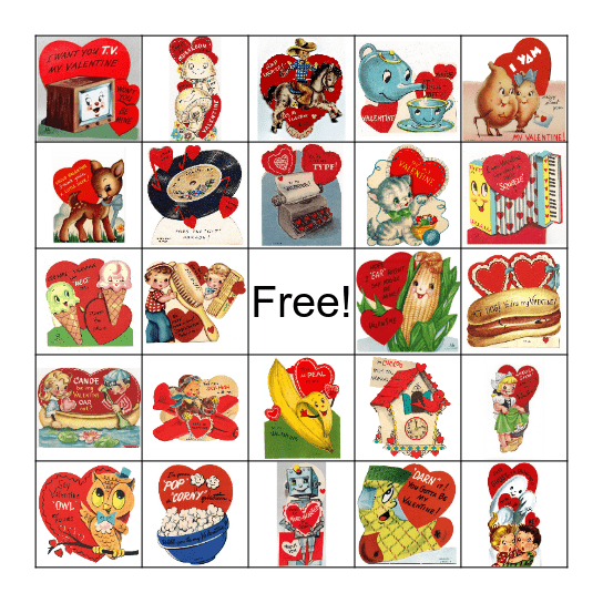 Vintage Valentines Bingo Card