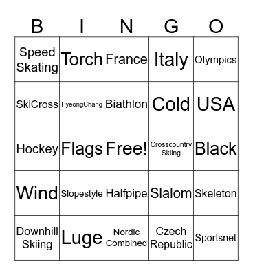 Olympic Bingo Card