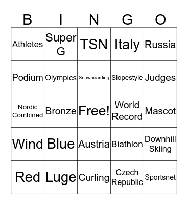 Olympic Bingo Card