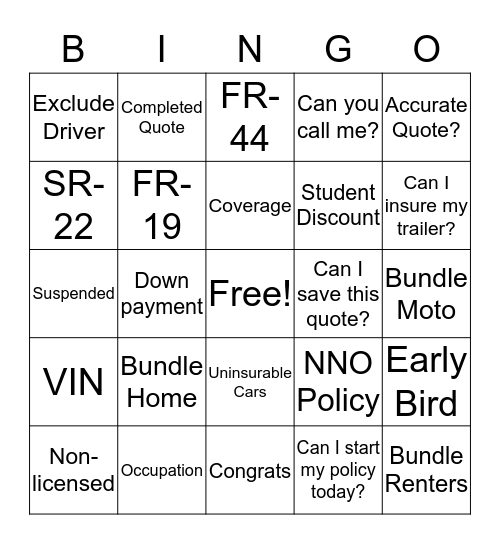 BINGO Card