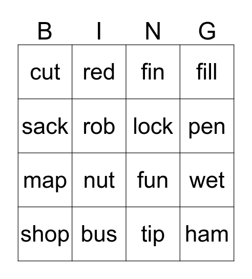 Rua's Bingo Card