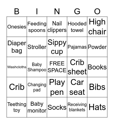 Baby Shower BINGO!!! Bingo Card