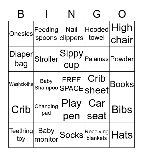 Baby Shower BINGO!!! Bingo Card