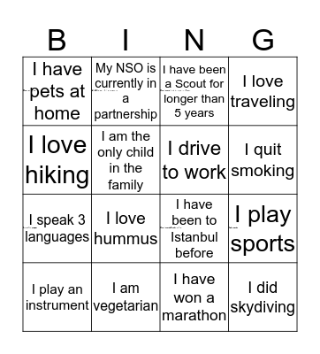 Get to Know Each-Other Bingo Card