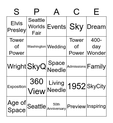 Space Needle BINGO Card