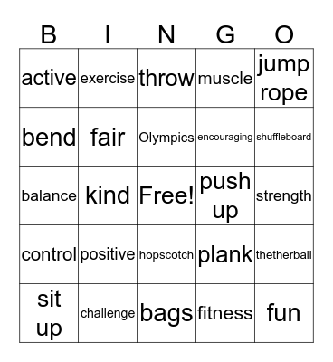 PE Bingo Card