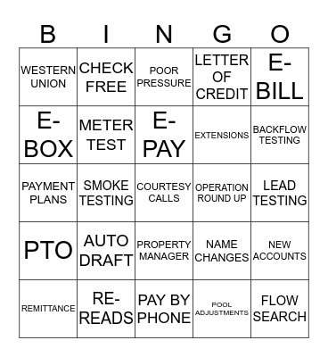 "THINK SERVICE" Bingo Card