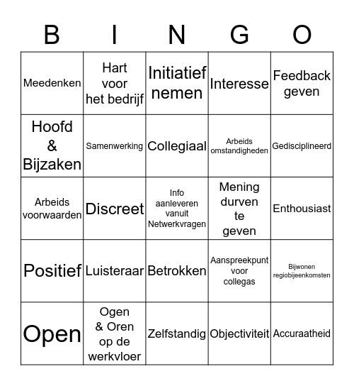 Ben jij onze nieuwe ambassadeur? Bingo Card