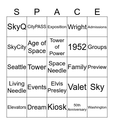 Space Needle BINGO Card