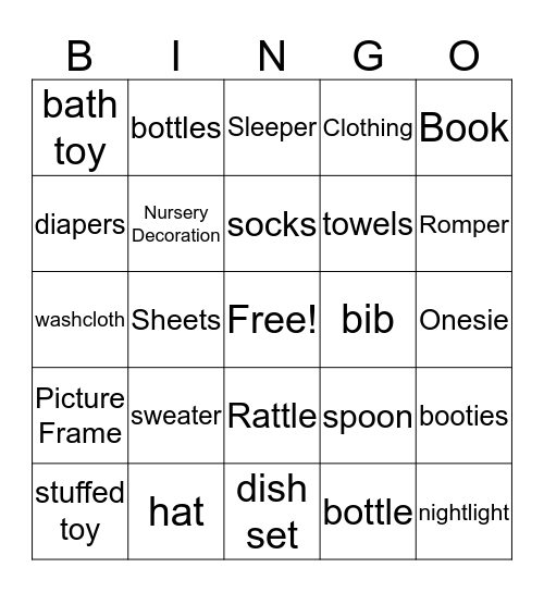 Baby Harper Bingo Card