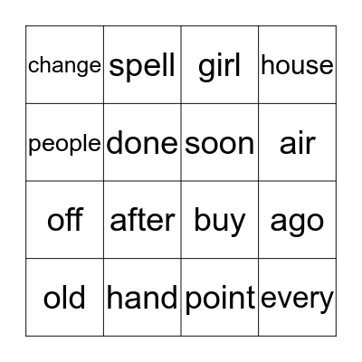 Unit 3 - 1st grade Bingo Card