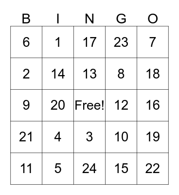 Valentine's Bingo  Bingo Card