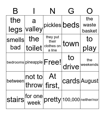 Carl no quiere ir a México Ch 3 Bingo Card