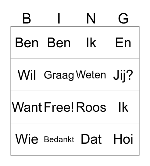 De Gorgels Bingo Card