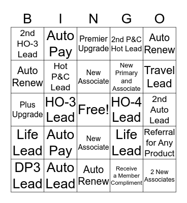 Manteca Sales Bingo Card