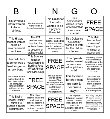 Before They Became An Educator! Bingo Card
