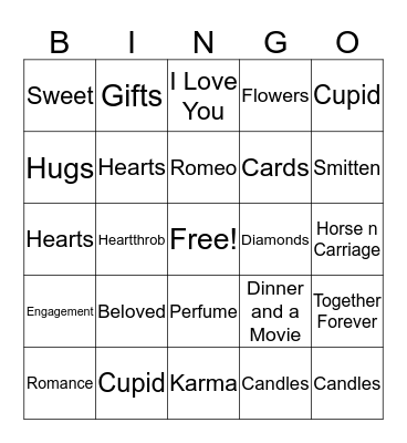 Happy Valentines Day Bingo Card