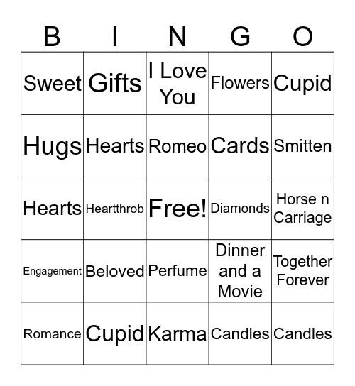 Happy Valentines Day Bingo Card