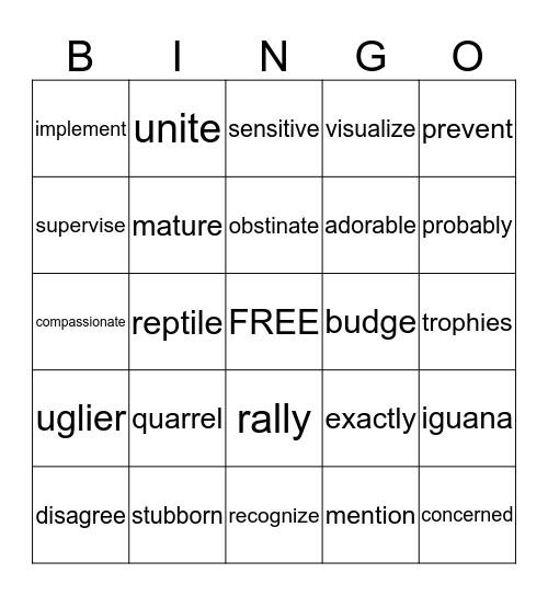 Reading Street 2-2 Bingo Card