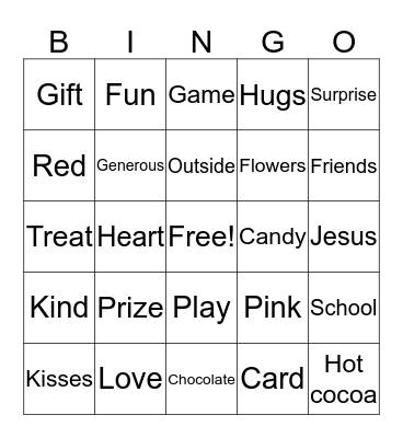 Valentine's Day Bingo!  Bingo Card