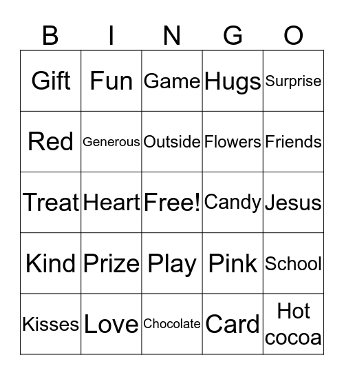 Valentine's Day Bingo!  Bingo Card