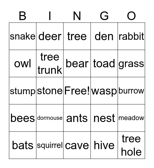 A Bed For Winter Bingo Card