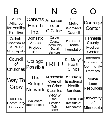 United Way Bingo! Bingo Card