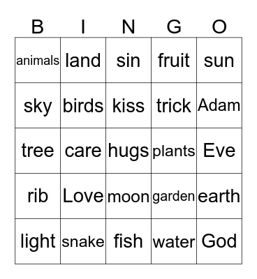 Creation and Valentines Day Bingo Card