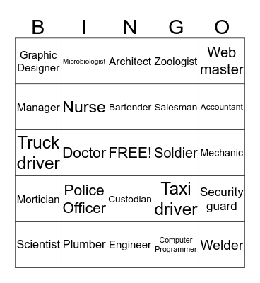 Careers Bingo Card