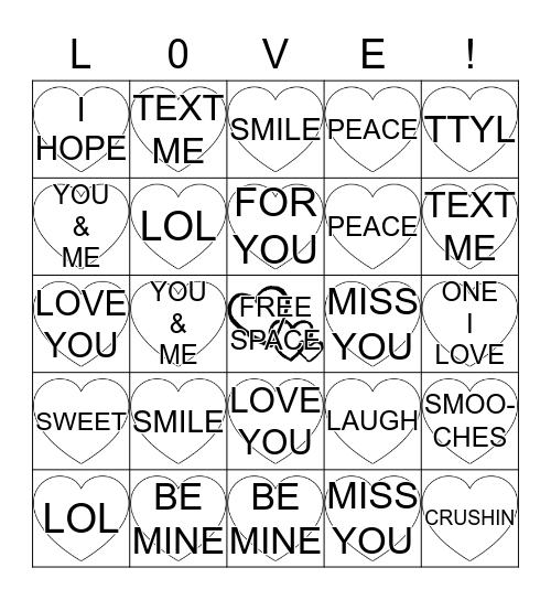 VALENTINE BINGO Card