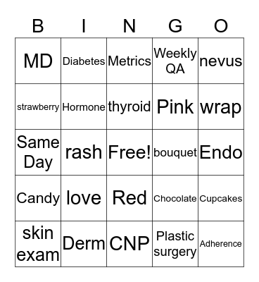 Valentines Day Bingo Card