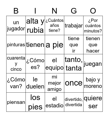 Berto 1-3 Bingo Card