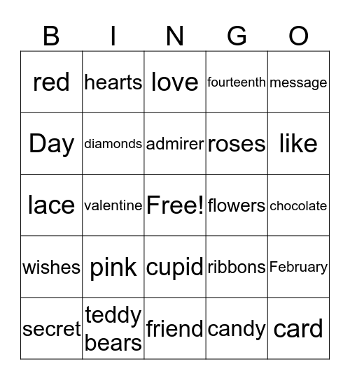 Valentine's Day Bingo Card