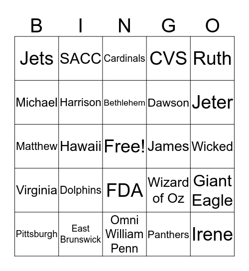 Ruth's Bridal Shower Bingo Card