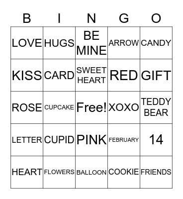 Valentine's Day  Bingo Card