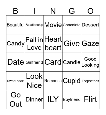 Valentines Day Bingo Card