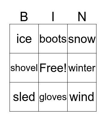 Winter Bingo Card