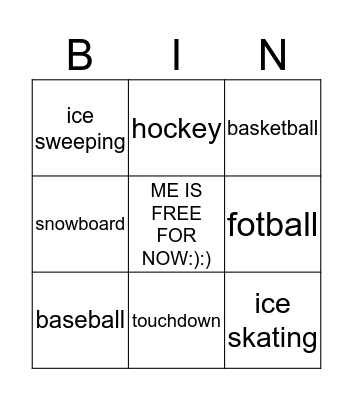 Sports Bingo Card