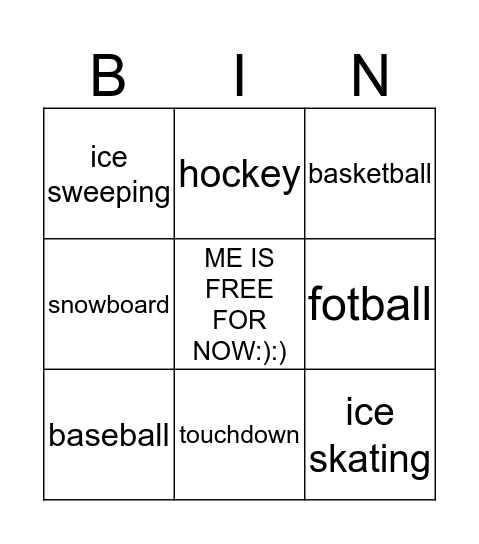 Sports Bingo Card