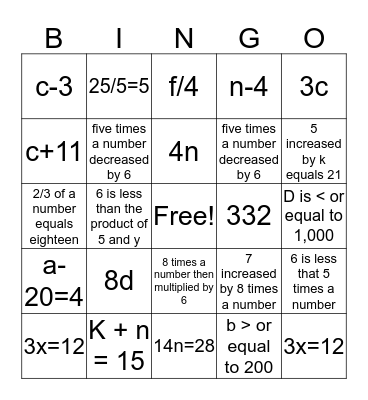 Expression Bingo! Bingo Card