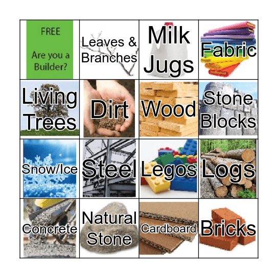 Building Material Bingo Card