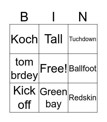 Football Bingo Card