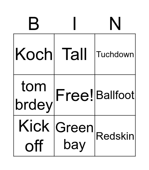 Football Bingo Card