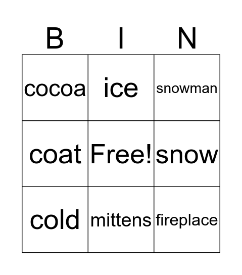 Winter Bingo Card