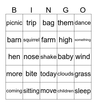 First Grade QC1 - QC2 Bingo Card