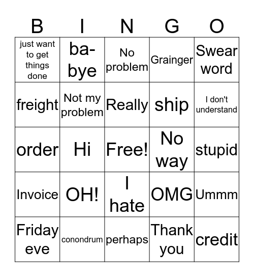 Work  Bingo Card