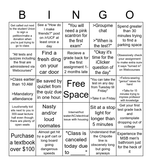 UCF Bingo Card