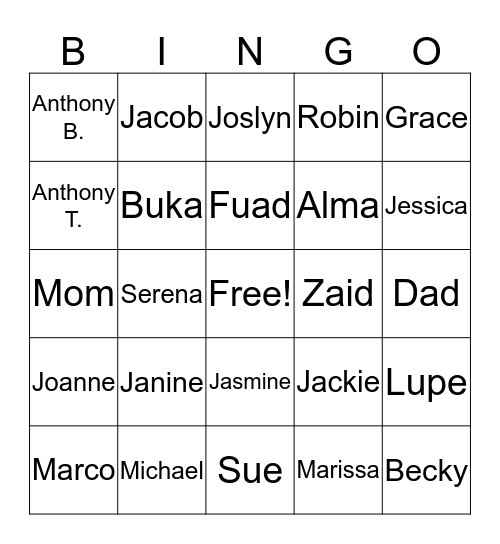 Love Bingo Card