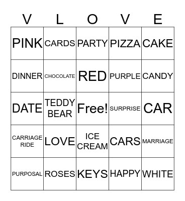 WORDS ASSOCIATED WITH V DAY SHENANIGANS Bingo Card